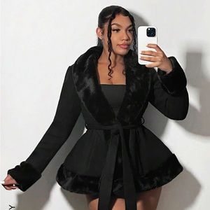 Shein Fuzzy Trim Overcoat